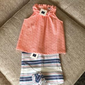 Janie and Jack sleeveless top and linen shorts.